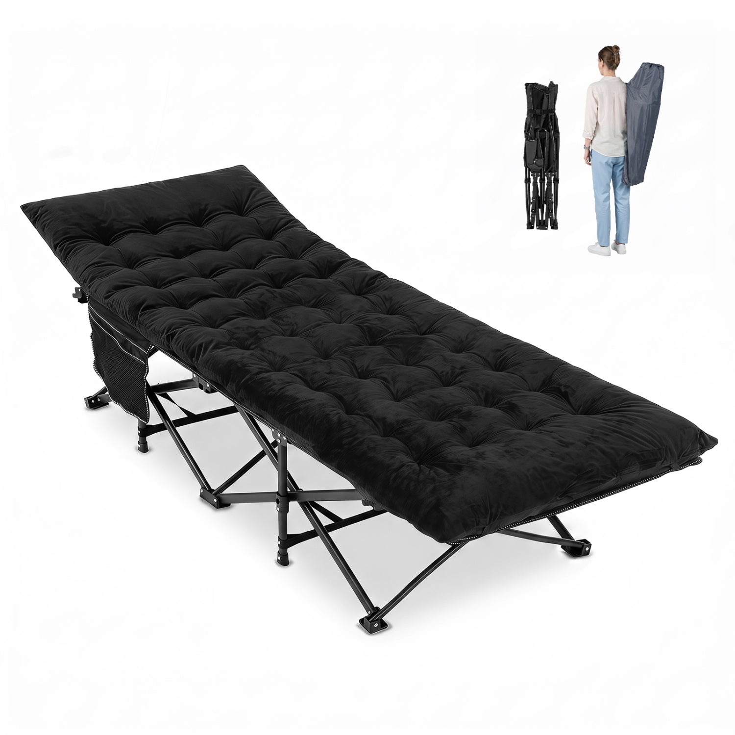 Padded Folding Camping Cot with Carry Bag – product view 12