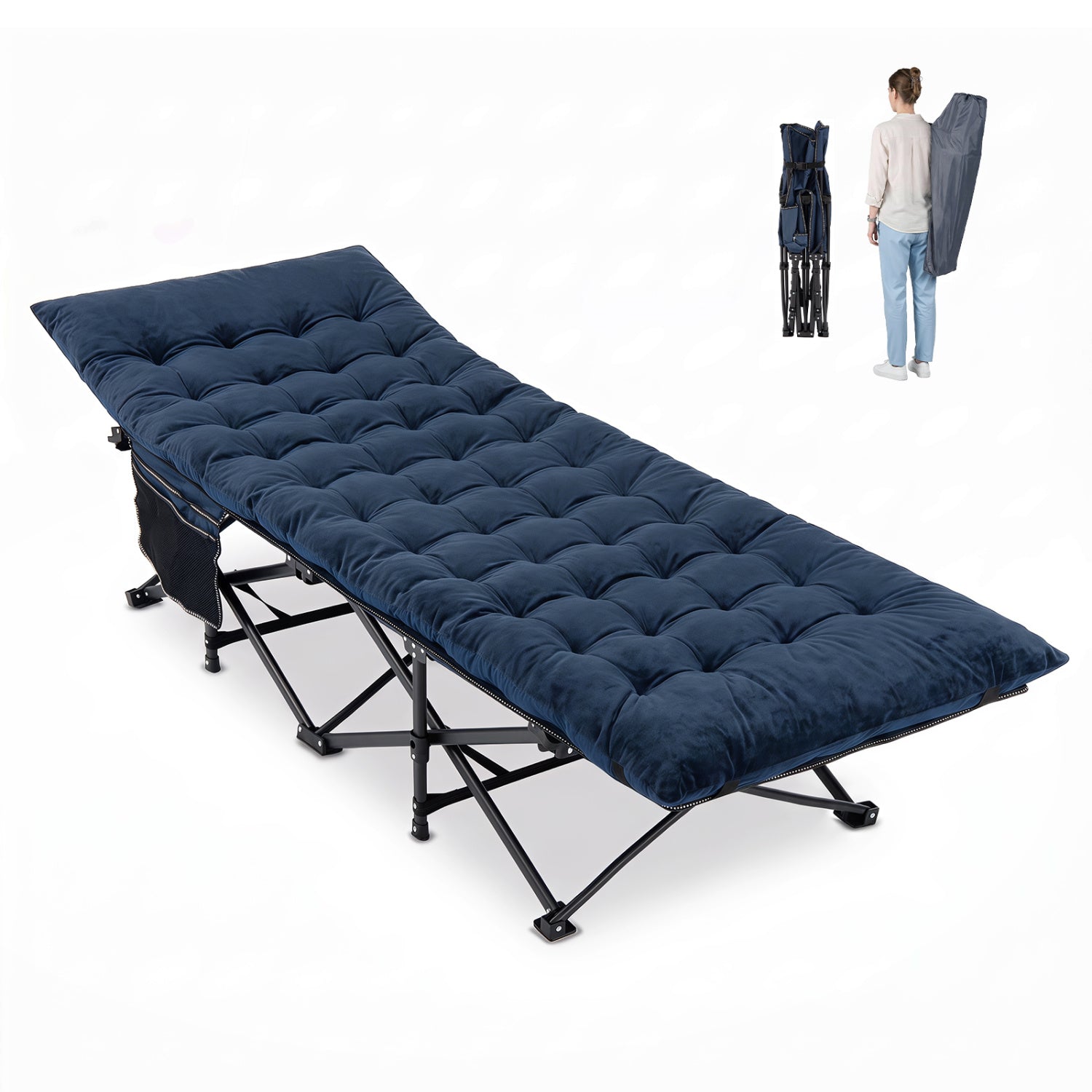 Padded Folding Camping Cot with Carry Bag – product view 4