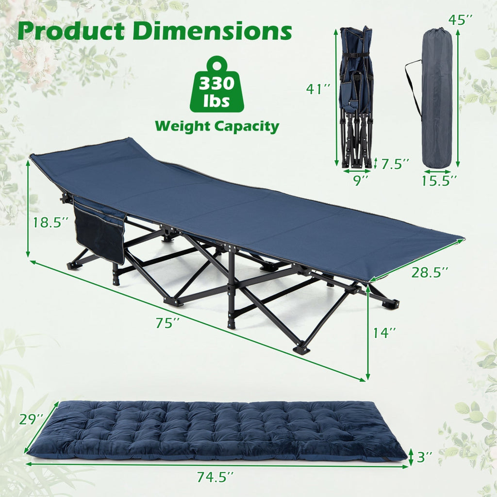 Padded Folding Camping Cot with Carry Bag – product view 5