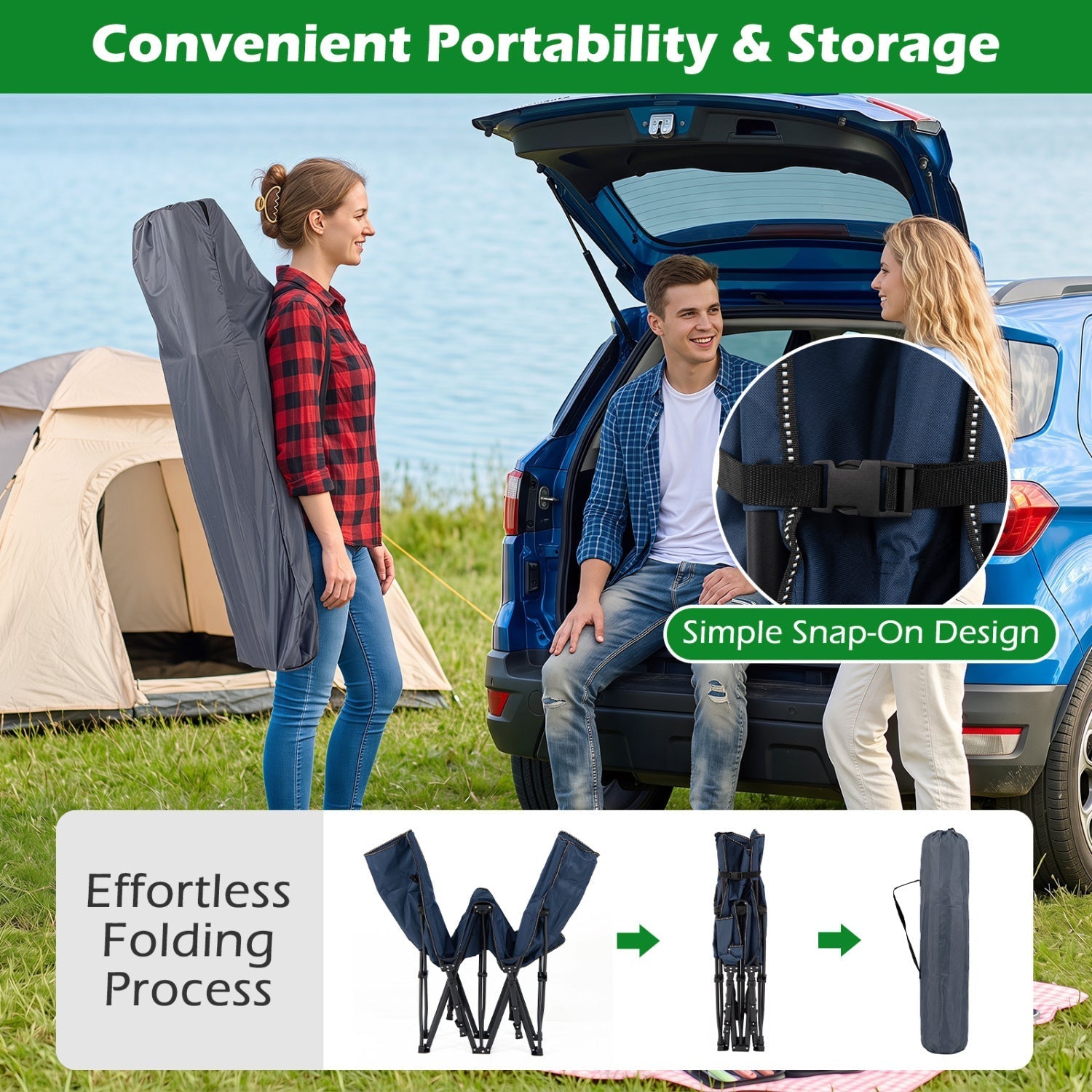Padded Folding Camping Cot with Carry Bag – product view 7