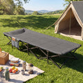 Heavy-Duty Camping Cot with Pillow & Storage Pouch – Gray