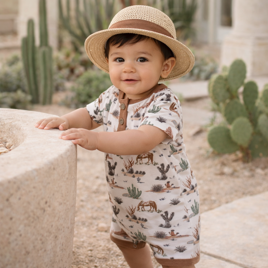 Cactus Trails Bamboo Baby Shorty Romper – product view 1