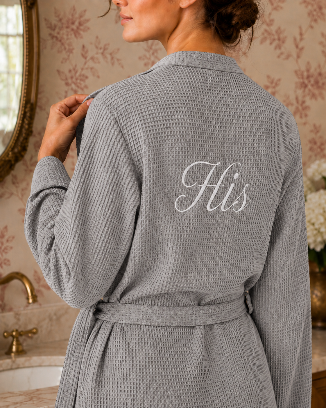 Women’s Knee-Length Waffle Spa Robe