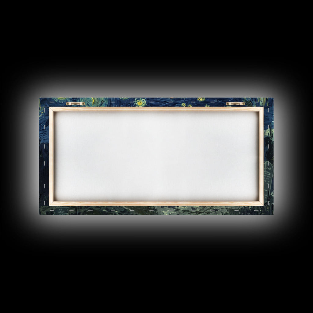 Haunted Graveyard Starry Night Framed Canvas Print