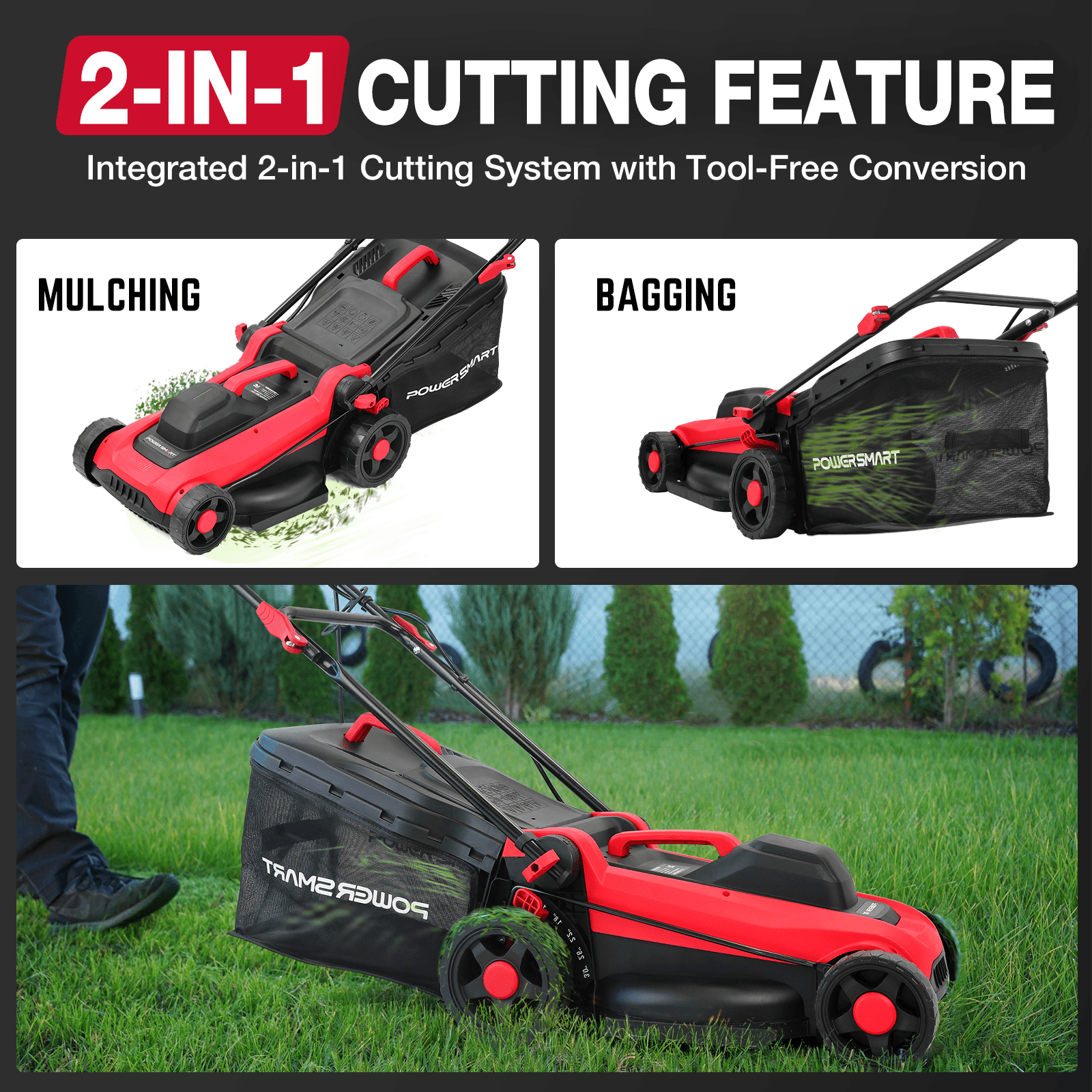 14" 15A Corded Push Lawn Mower - DB8015