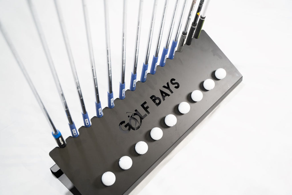 GolfBays Club Display Rack – Holds 14 Clubs & 9 Balls