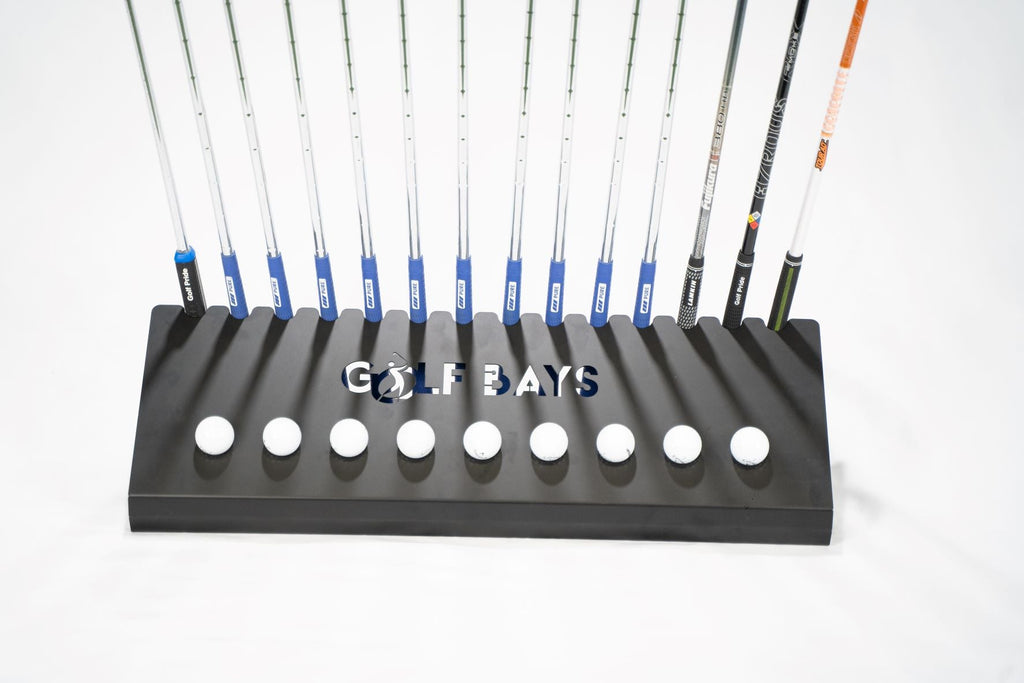 GolfBays Club Display Rack – Holds 14 Clubs & 9 Balls
