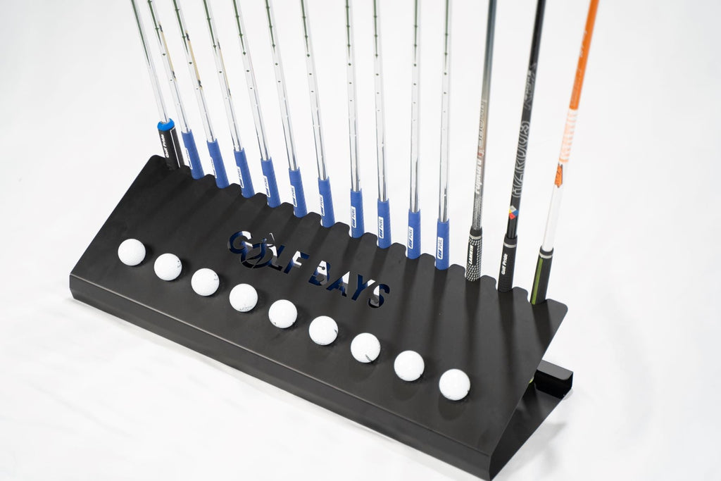 GolfBays Club Display Rack – Holds 14 Clubs & 9 Balls
