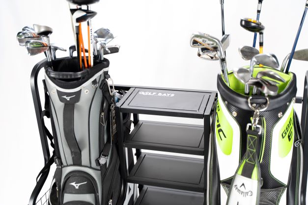 GolfBays Dual Golf Bag Display Storage Organizer