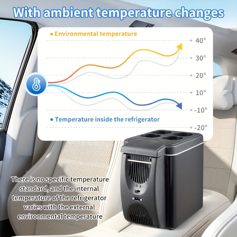 6L Portable Car Cooler & Warmer Mini Fridge
