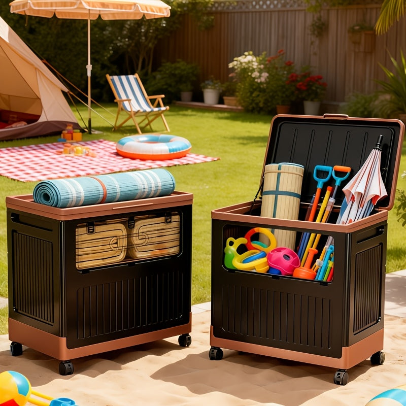 Foldable Storage Bin with Wheels & Doors