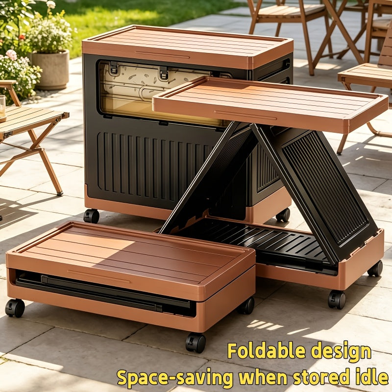 Foldable Storage Bin with Wheels & Doors