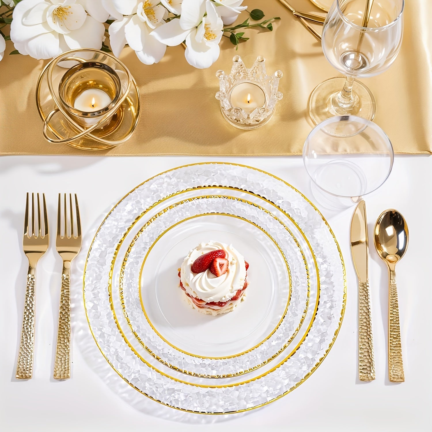50-Piece Clear Party Dinnerware Set