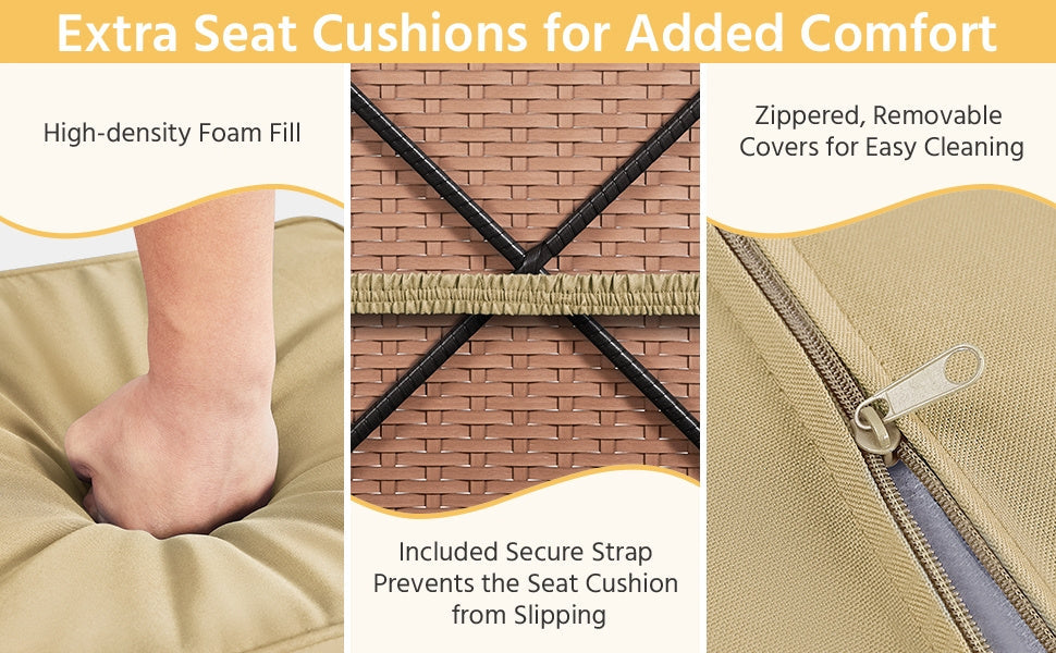 2-Piece Rattan Storage Ottoman Set