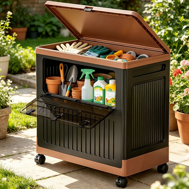 Foldable Storage Bin with Wheels & Doors