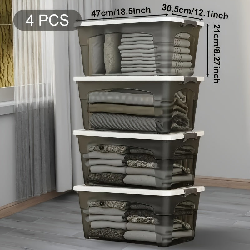 4-Piece Stackable Clear Storage Box Set