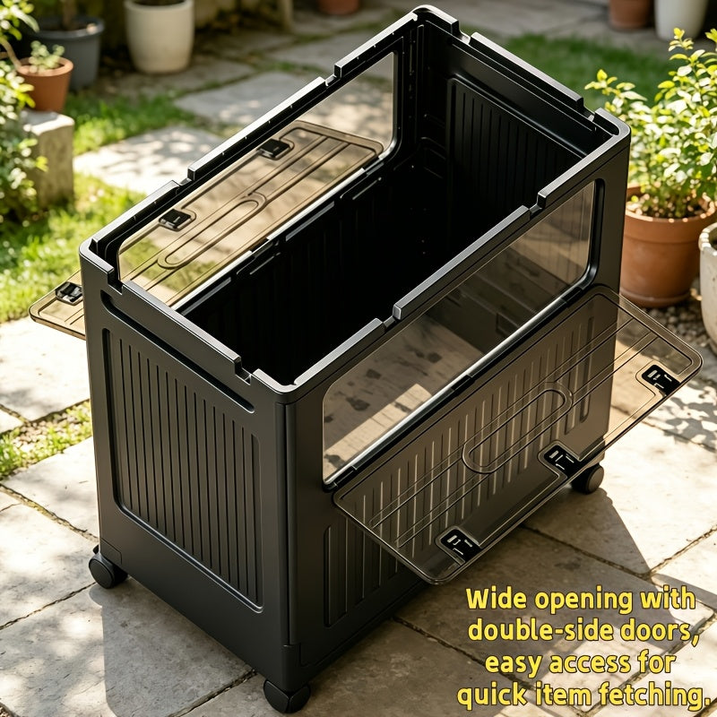 Foldable Storage Bin with Wheels & Doors