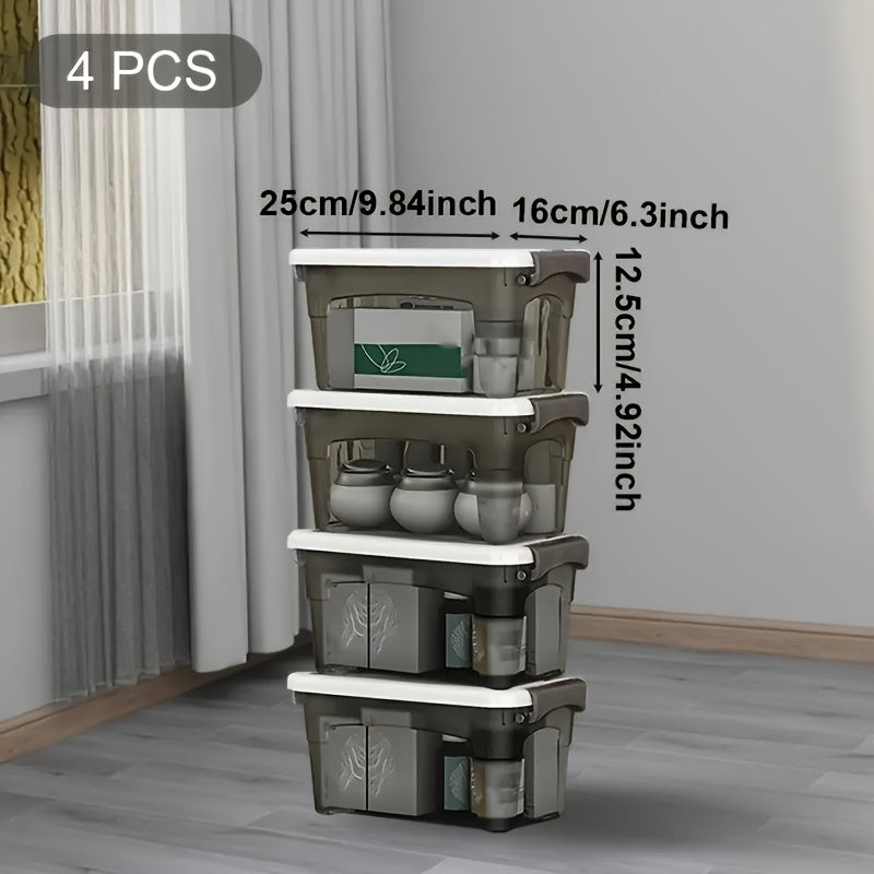 4-Piece Stackable Clear Storage Box Set