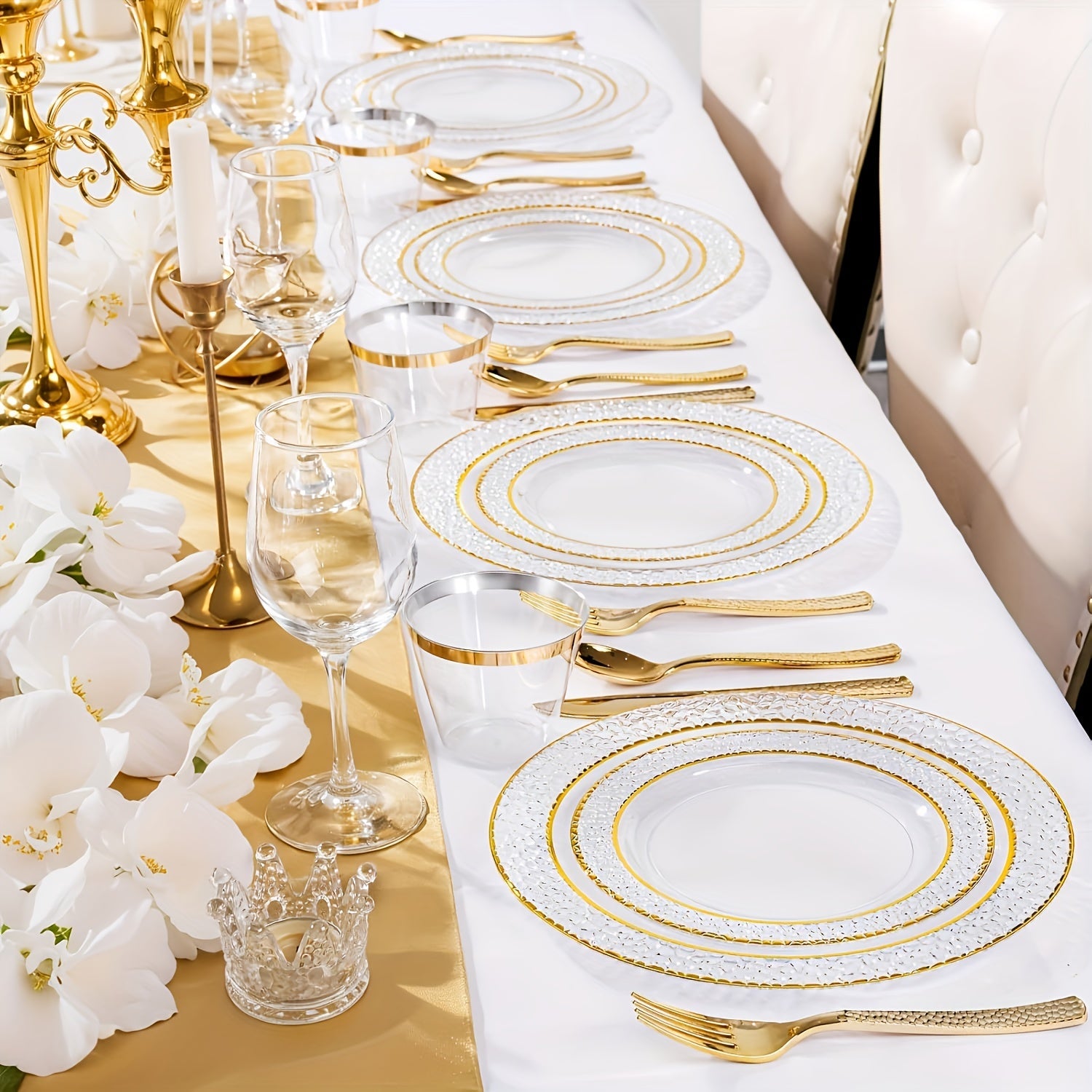 50-Piece Clear Party Dinnerware Set