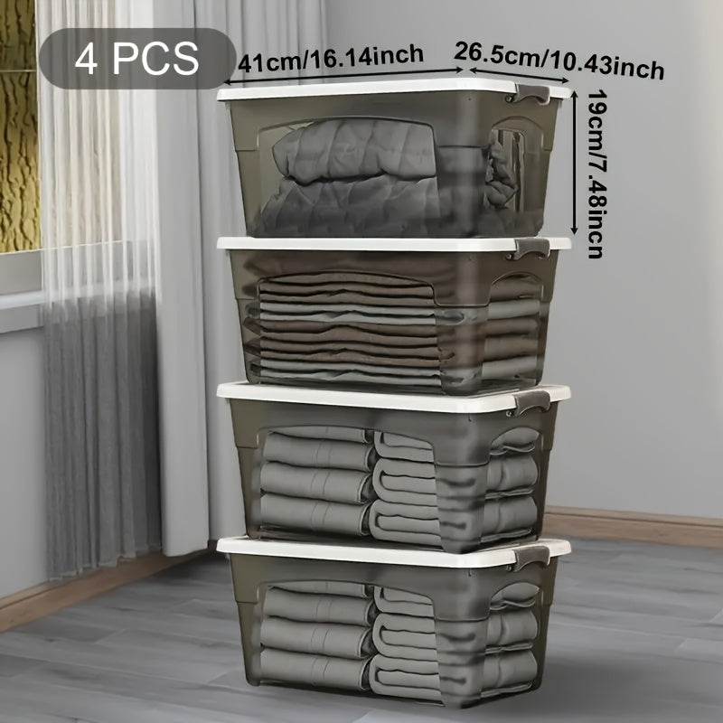 4-Piece Stackable Clear Storage Box Set