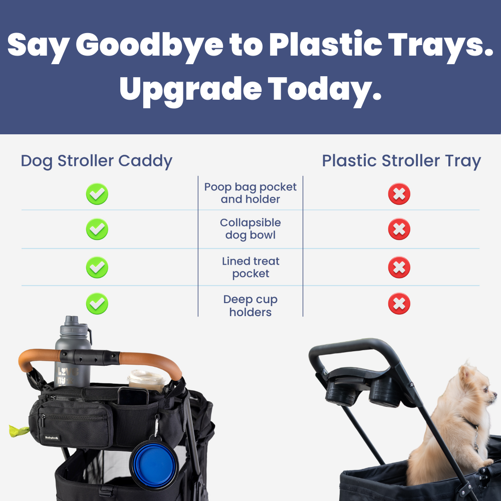 Dog Stroller Caddy Organizer with Cup Holders
