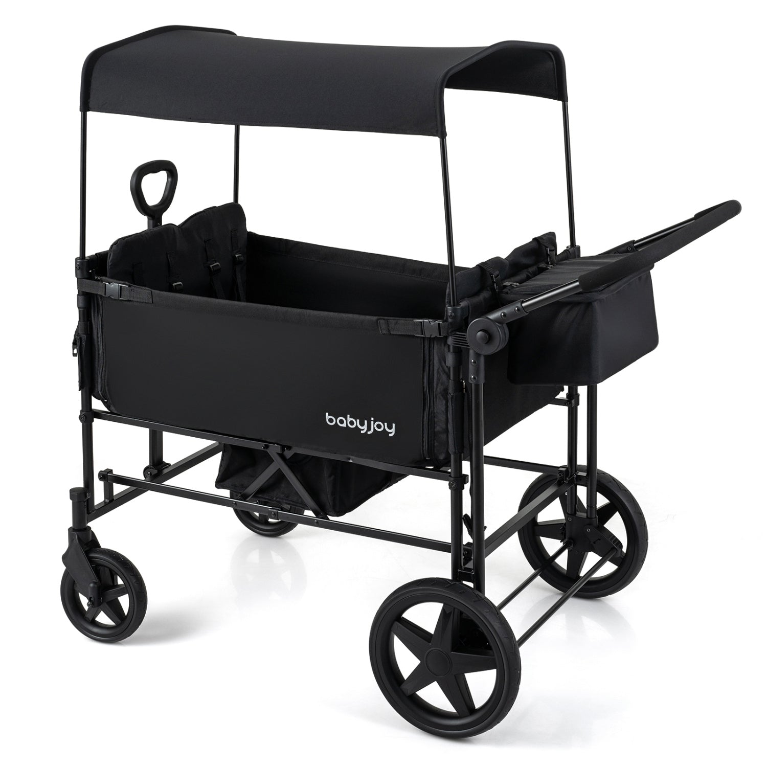 4-Seat Foldable Wagon Stroller with Removable Canopy