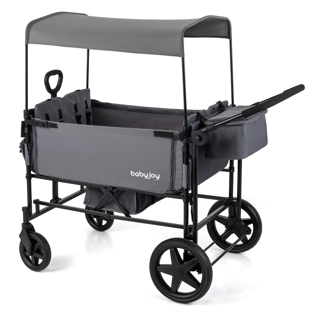 4-Seat Foldable Wagon Stroller with Removable Canopy