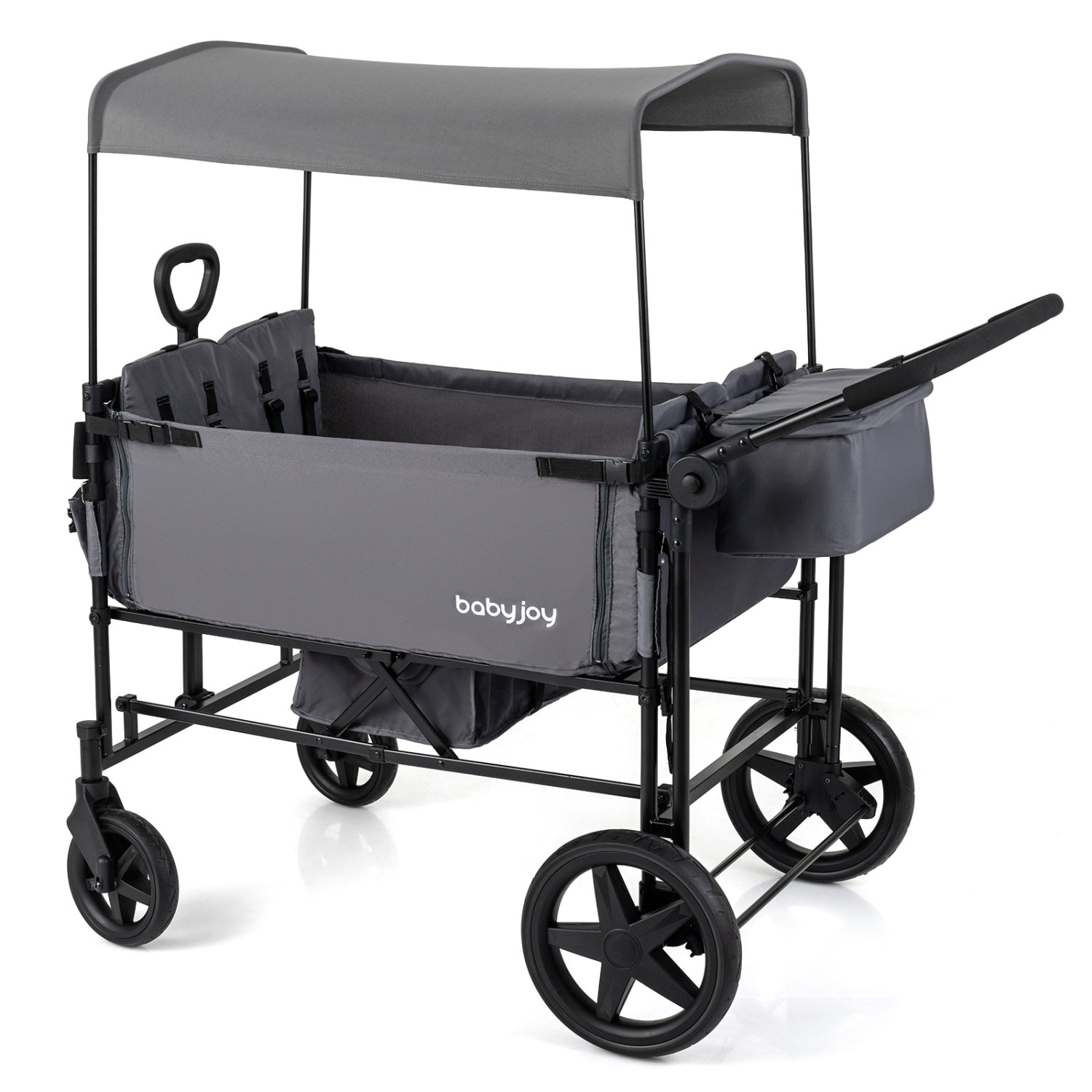 4-Seat Foldable Wagon Stroller with Removable Canopy