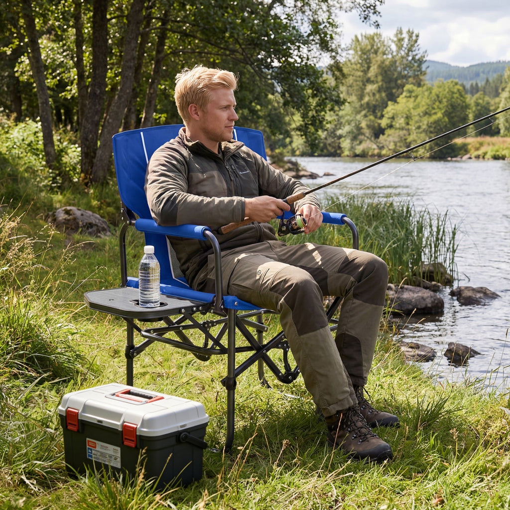 Folding Camping Chair with Side Table & Cup Holder – product view 1