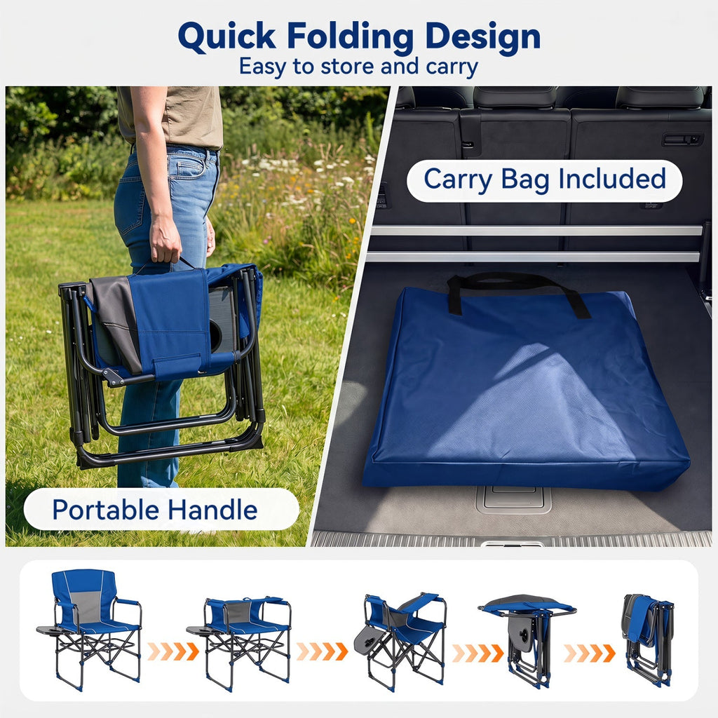 Folding Camping Chair with Side Table & Cup Holder – product view 6