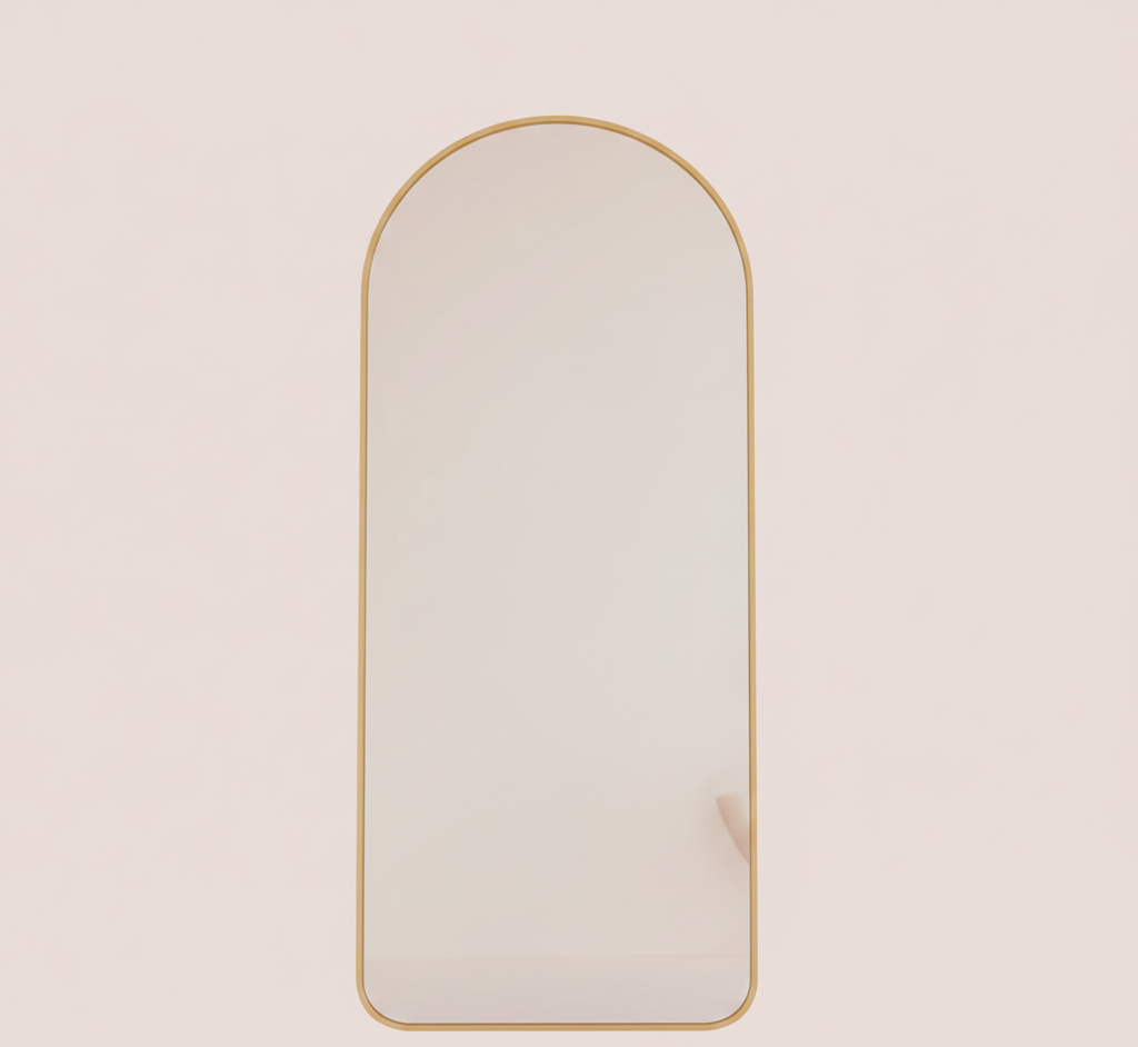Full-Length Arched Floor Mirror with Stand