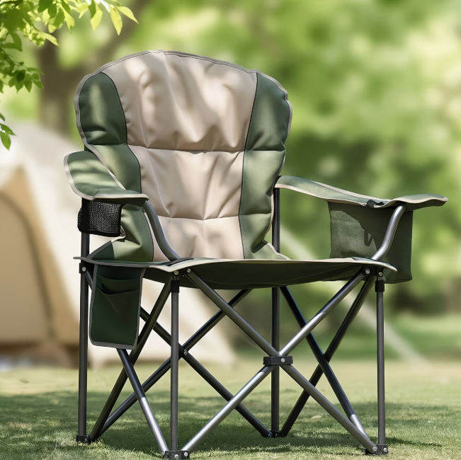 500 lb Folding Camping Chair with Cooler Bag