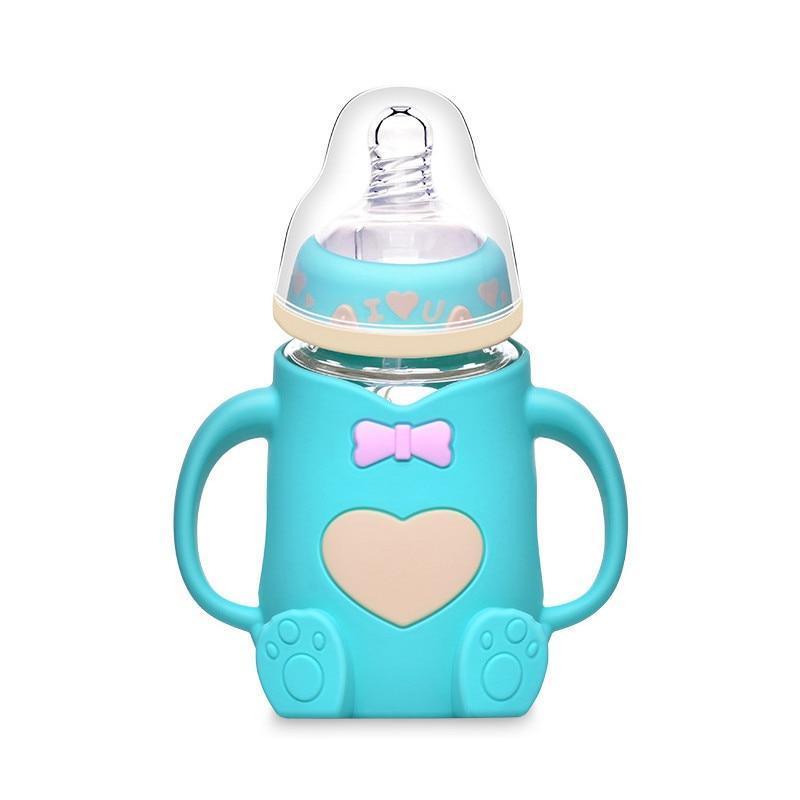 Cartoon Glass Baby Bottle with Handles