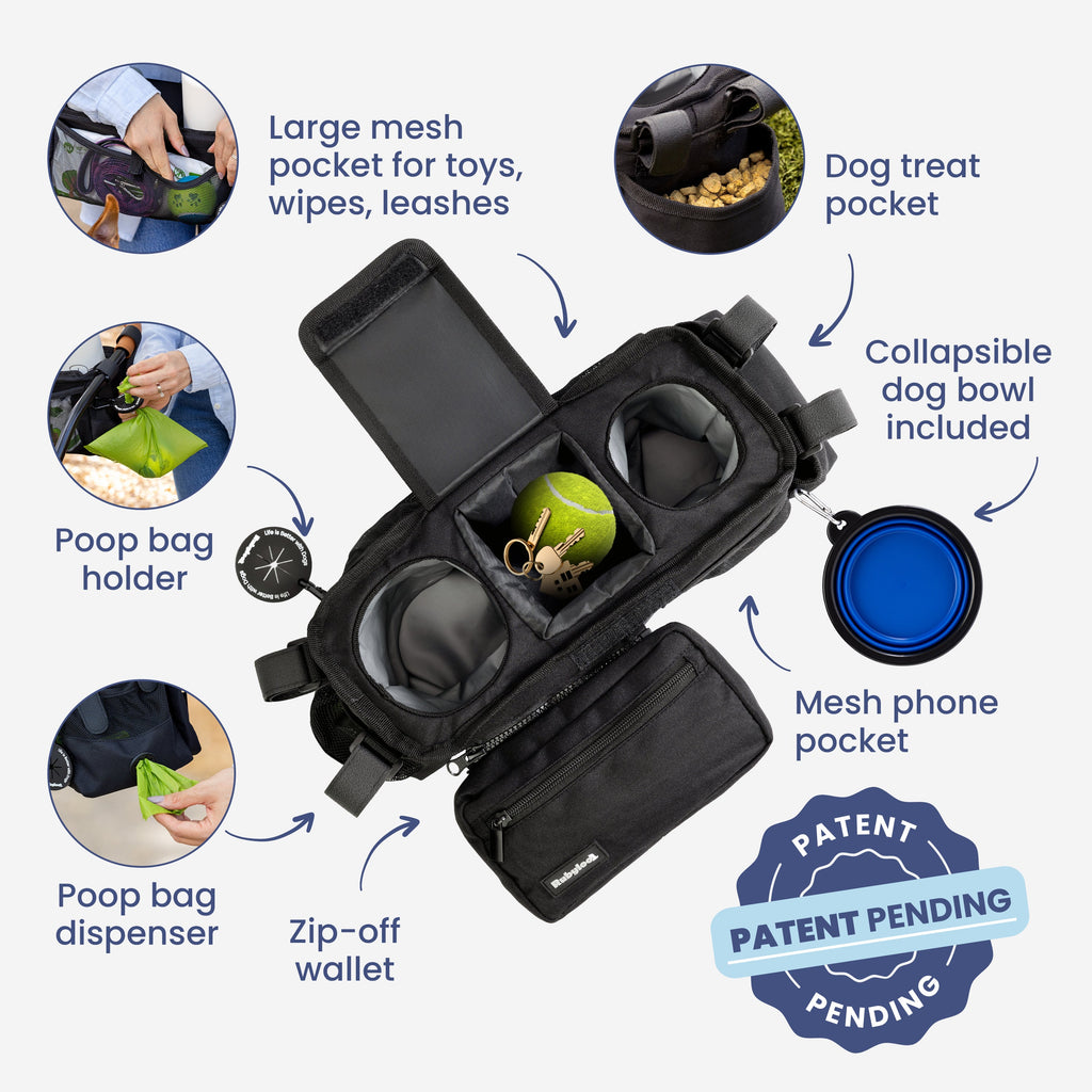 Dog Stroller Caddy Organizer with Cup Holders