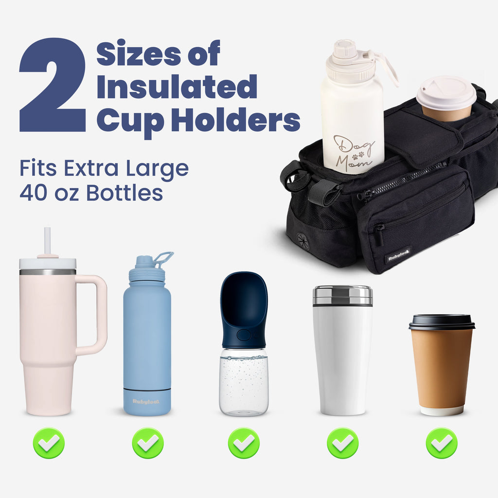 Dog Stroller Caddy Organizer with Cup Holders
