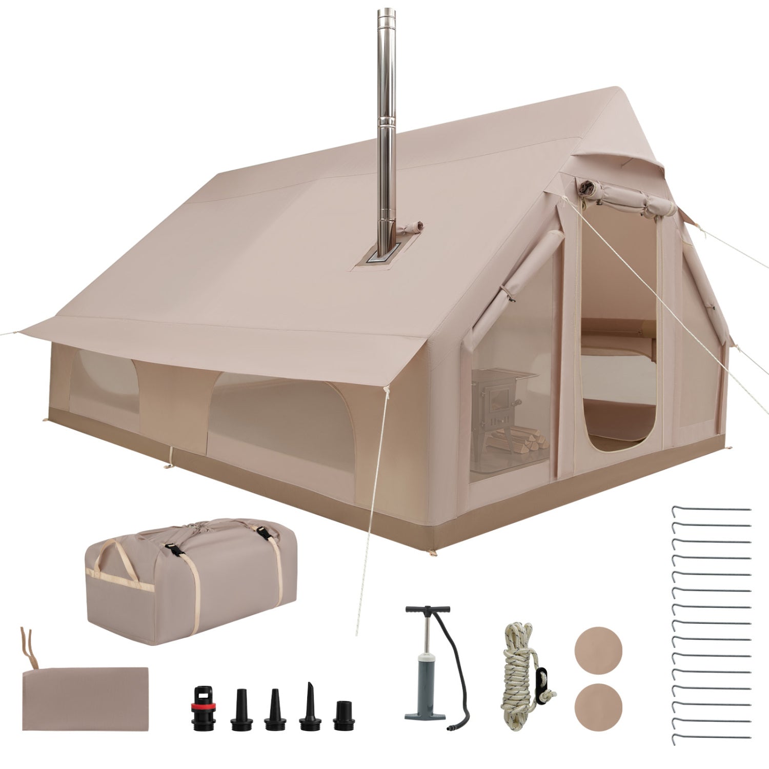 Inflatable 6–10 Person Camping Tent with Stove Jack – product view 1