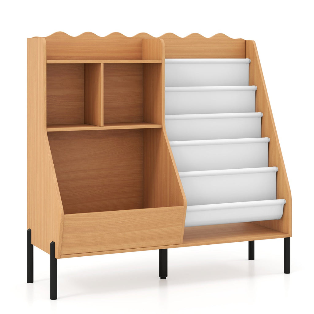 Kids Bookshelf & Toy Organizer with 5 Fabric Pockets