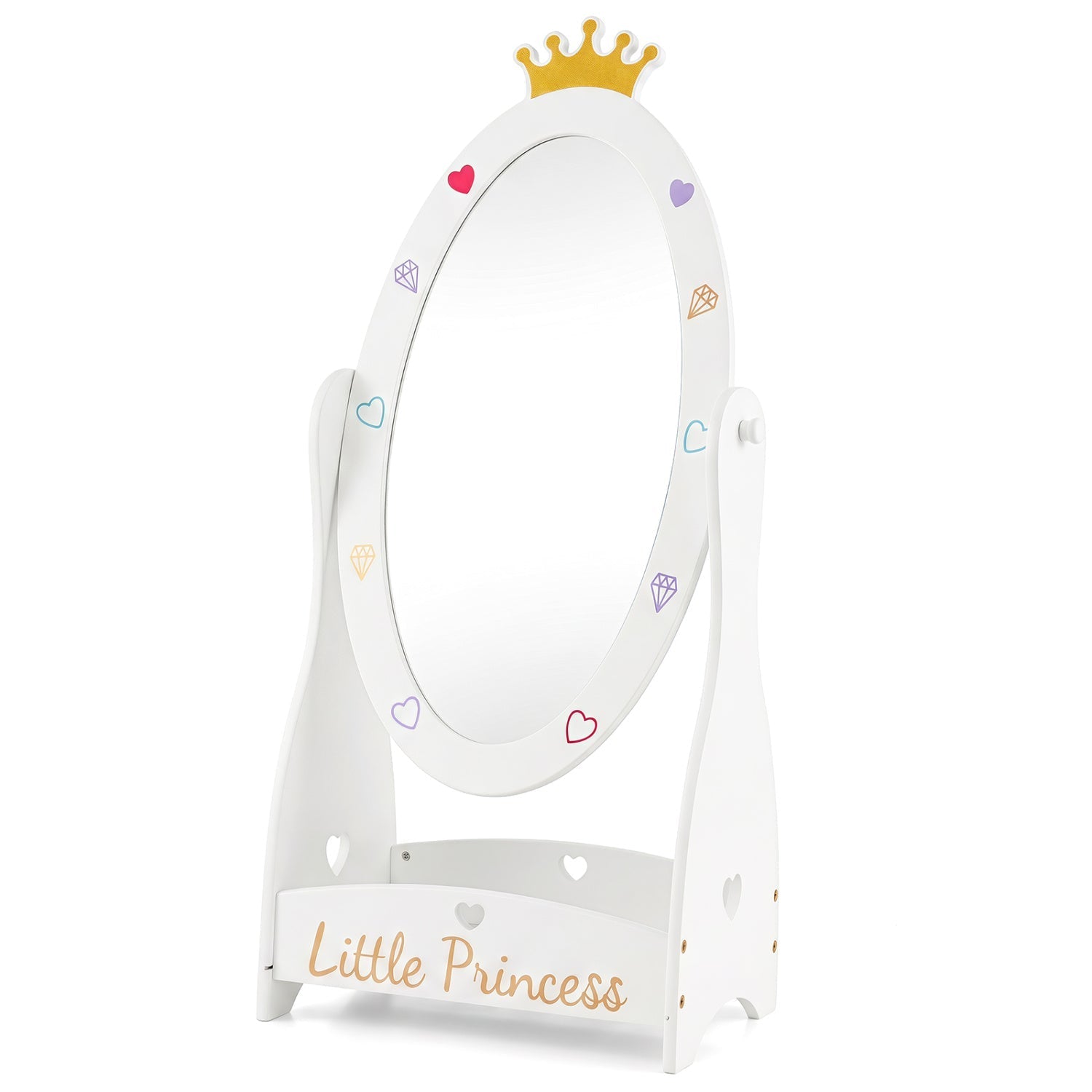 Kids Full Length Mirror with Rotatable Design and Shelf