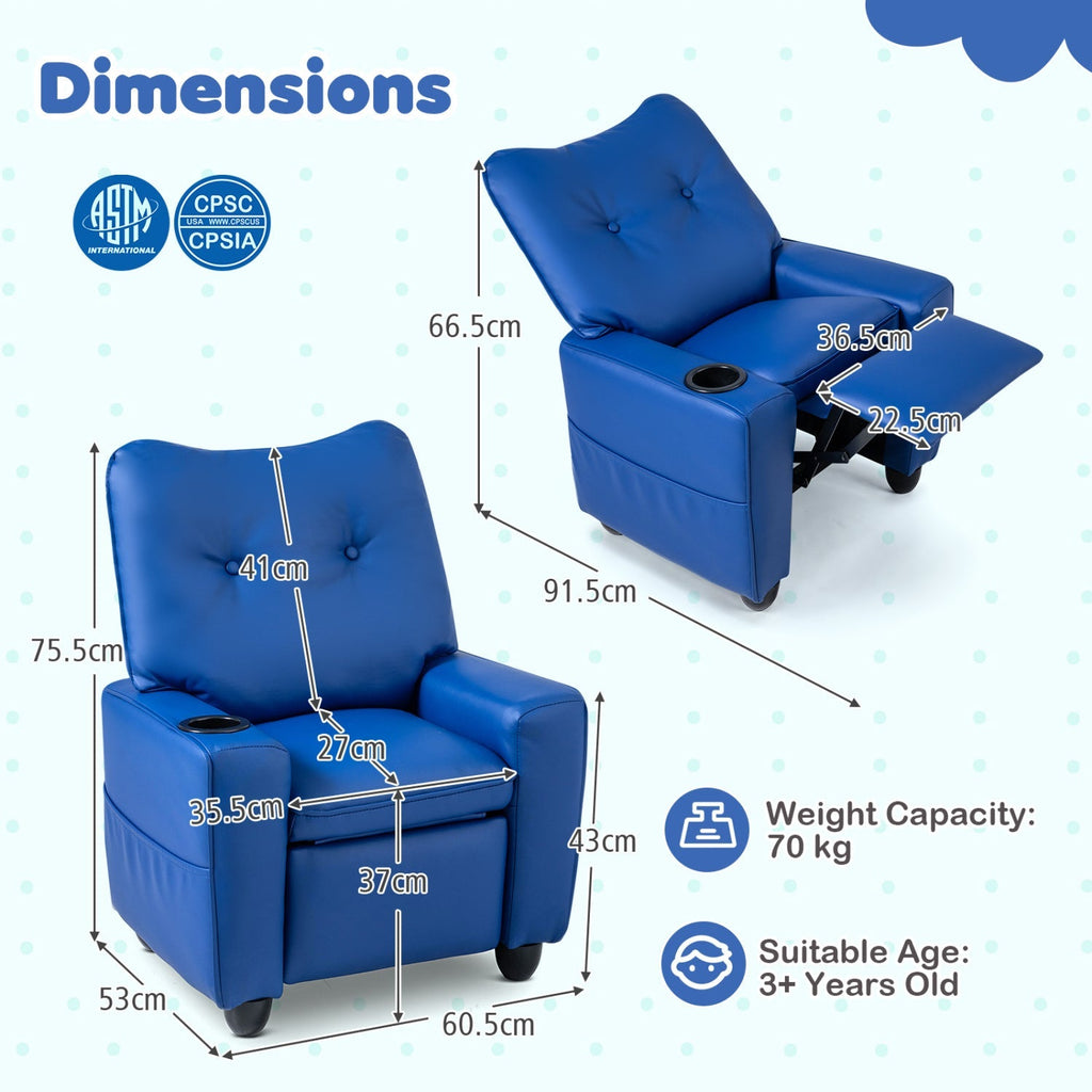 Kids Recliner Chair – Pink or Blue