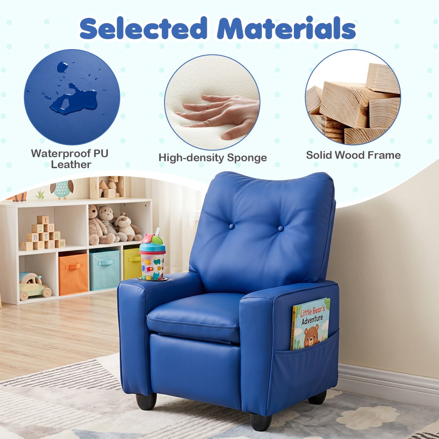 Kids Recliner Chair – Pink or Blue