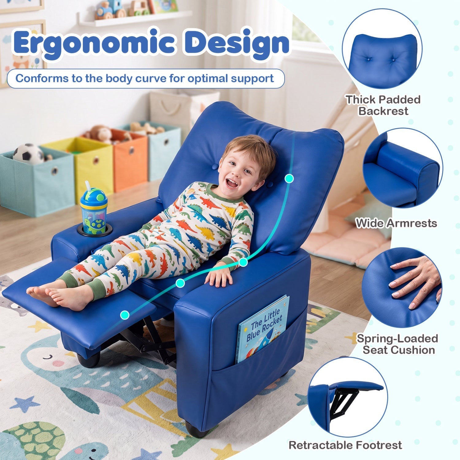 Kids Recliner Chair – Pink or Blue