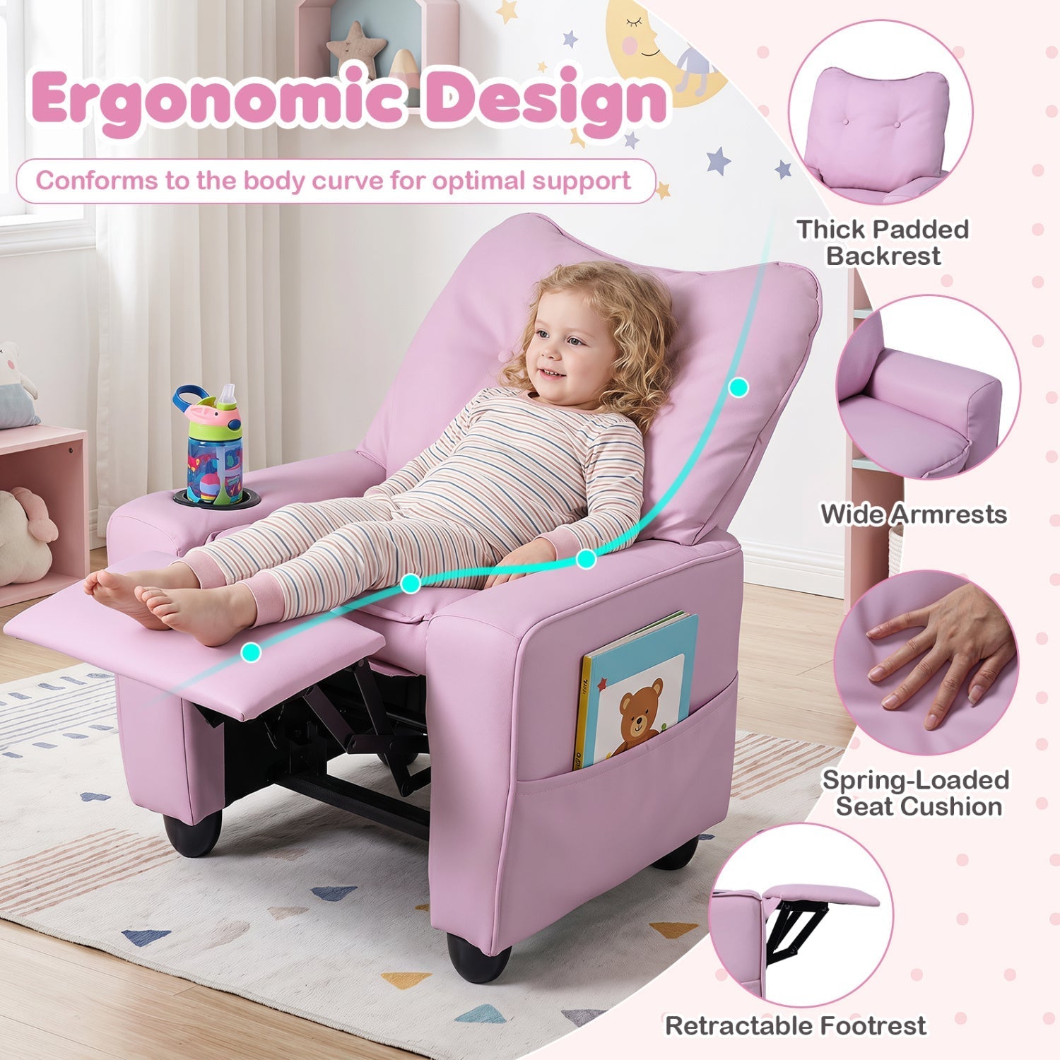 Kids Recliner Chair – Pink or Blue