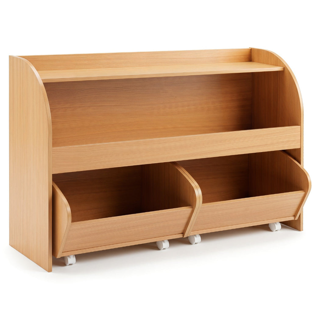 Kids Storage Organizer with Rolling Drawers & Bookshelf