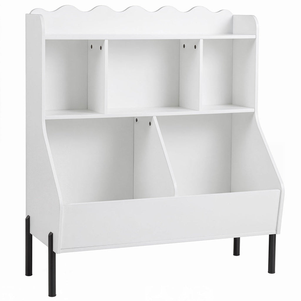 Kids Toy Storage Organizer with 5 Cubes and Bookshelf