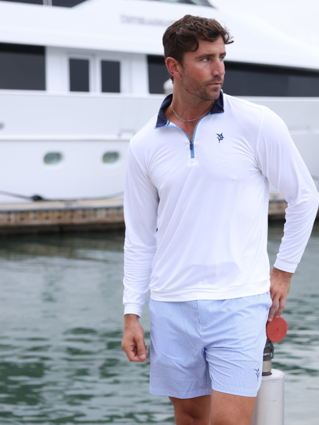 Freeport Performance Shorts – Royal Blue Seersucker