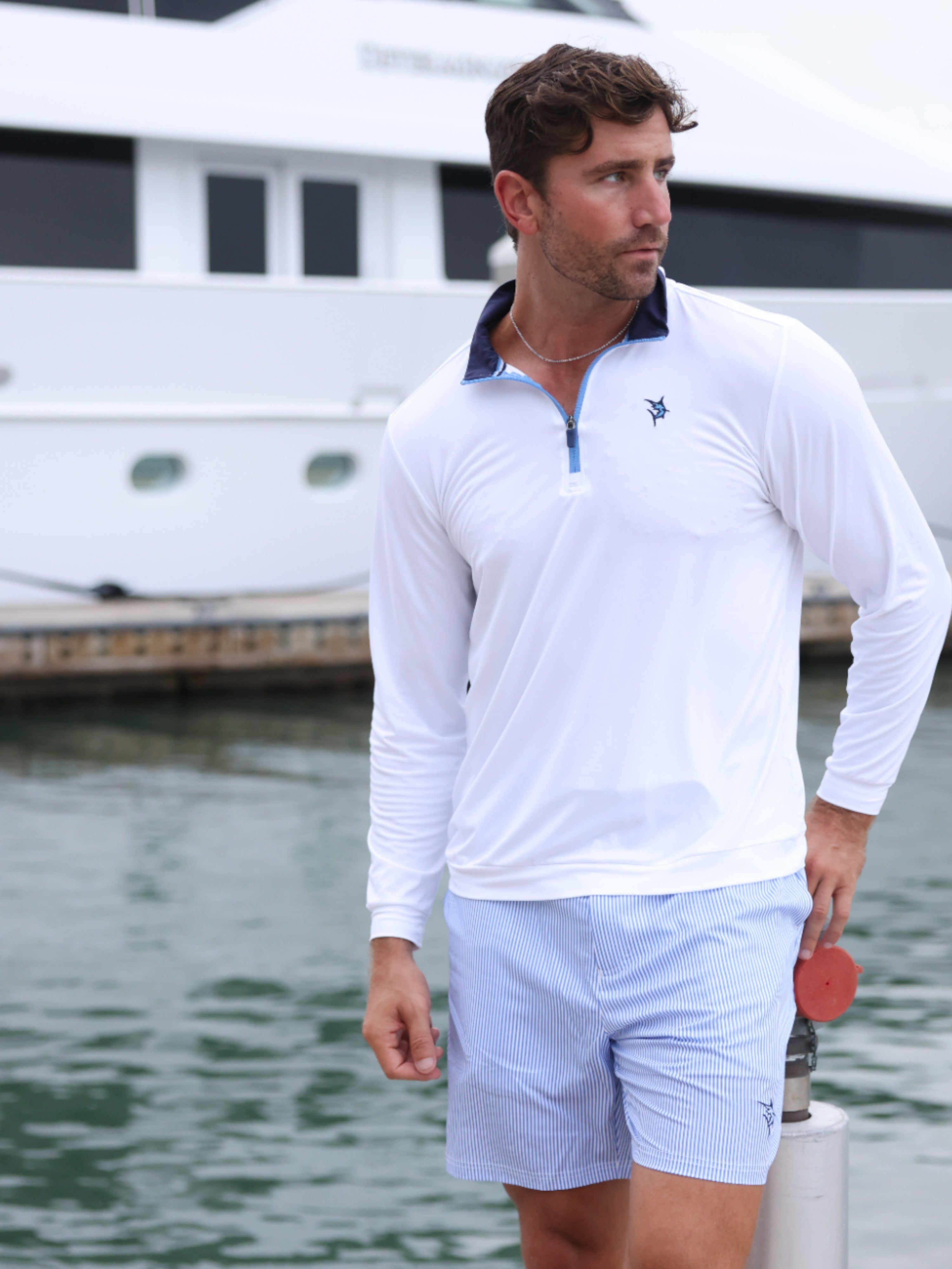 Freeport Performance Shorts – Royal Blue Seersucker