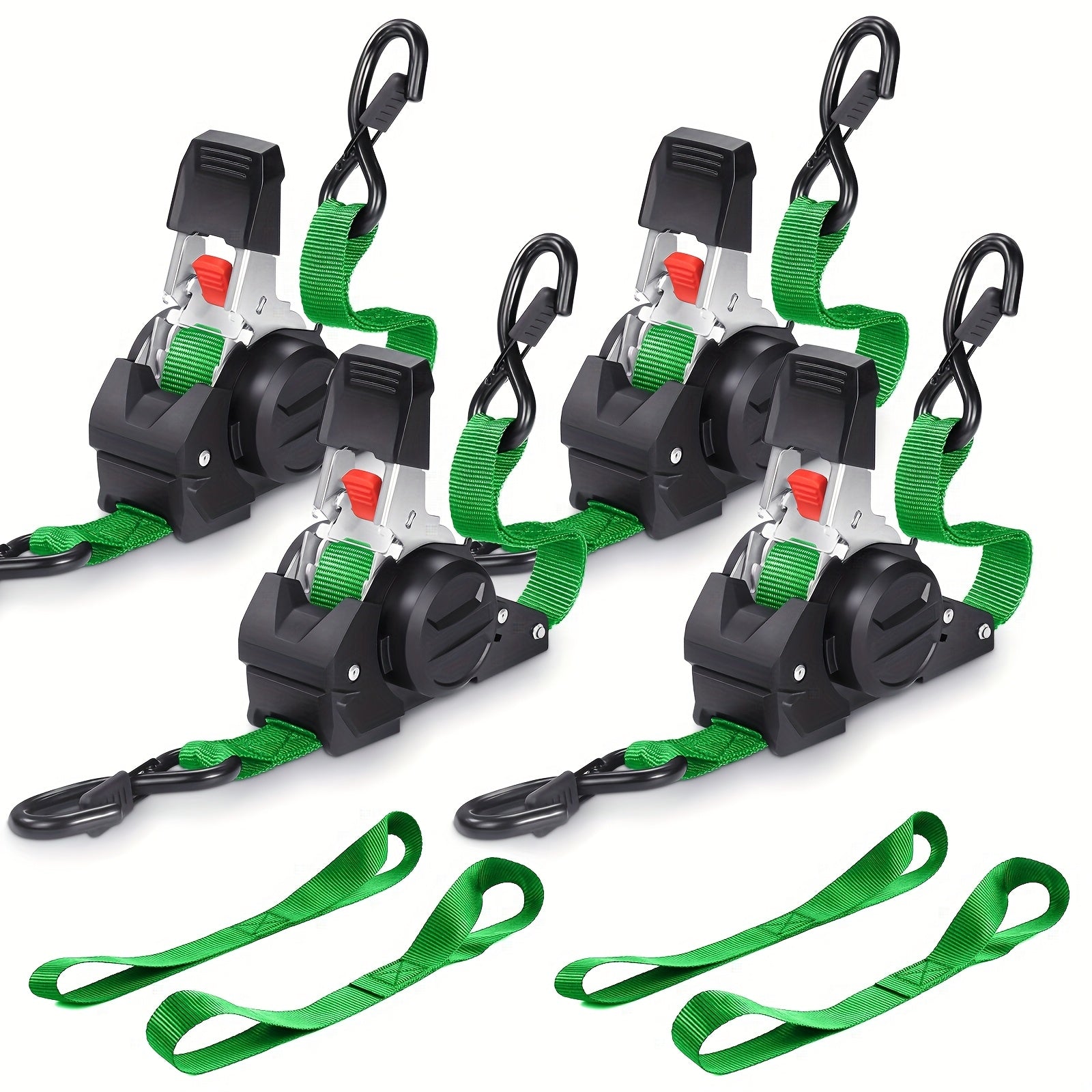 4-Pack Retractable Ratchet Tie-Down Straps