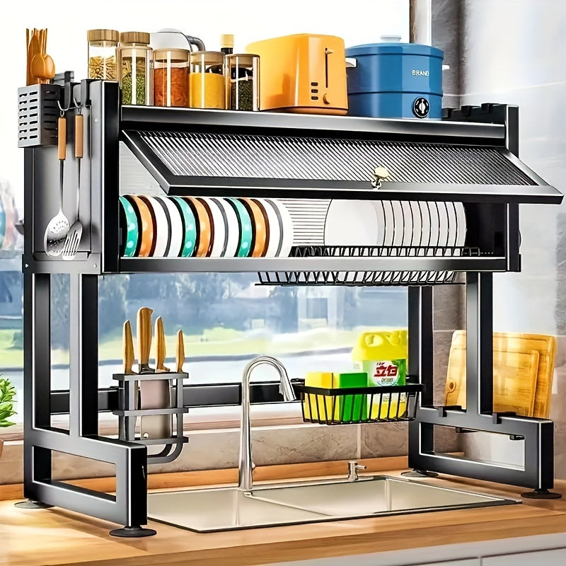 Over-the-Sink Dish Drying Rack with Cover