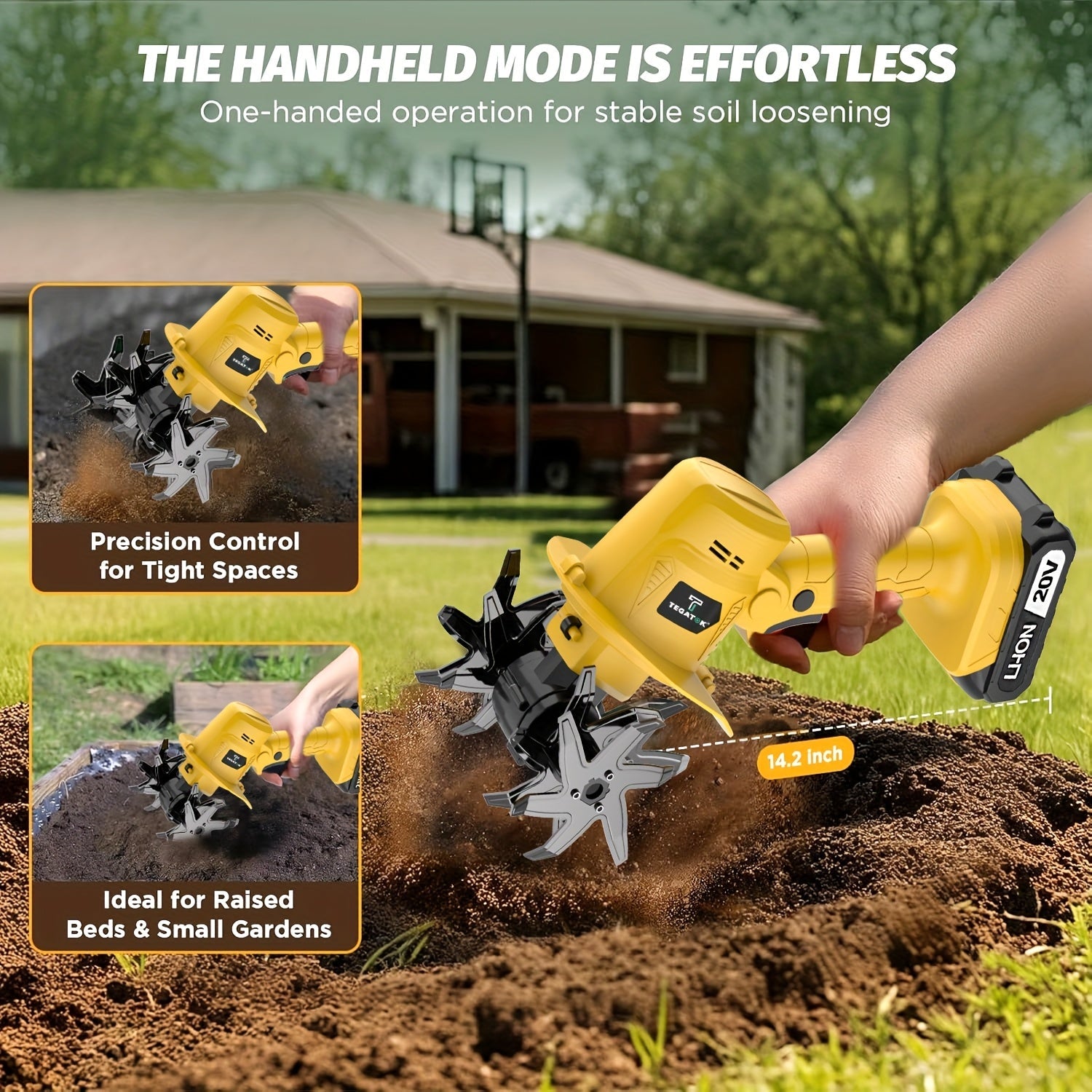 20V Cordless Garden Tiller & Cultivator