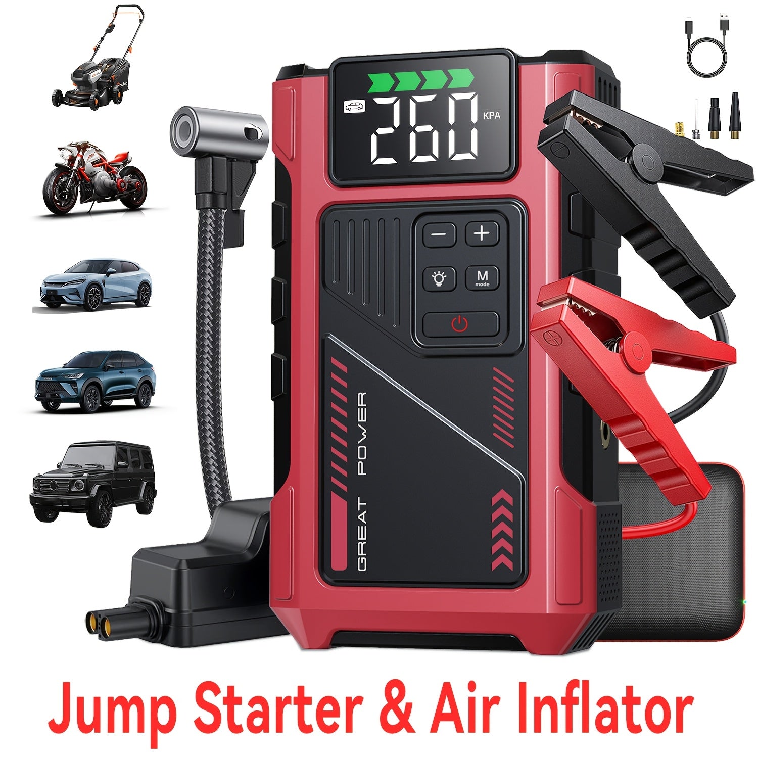 9-in-1 Jump Starter with Air Compressor